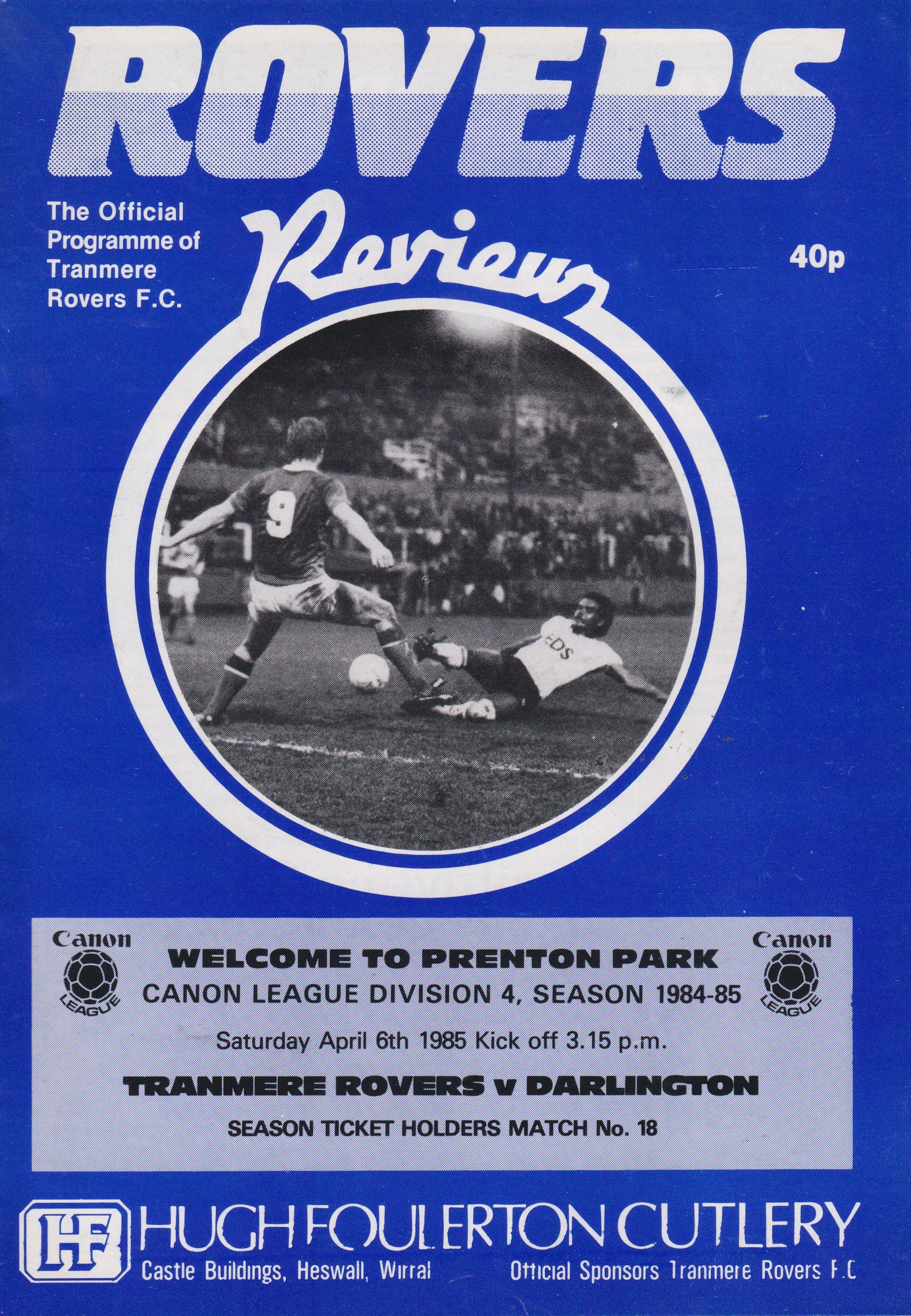Tranmere Rovers v Darlington match programme